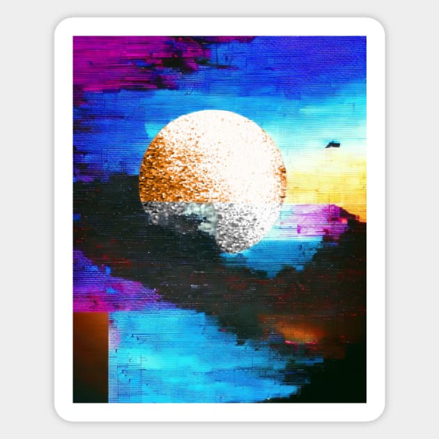 Digital Moon on Colorful Background Blue Moon Sticker by ImaginativeDesigns